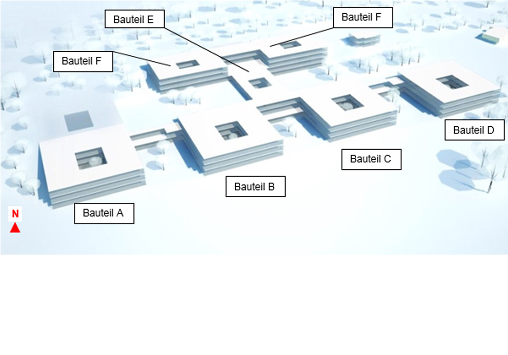 Statik, Planung und ingenieurtechnische Kontrolle für Neubau kbo-Inn-Salzach-Klinikum und RoMed Klinik Wasserburg. Visualisierung