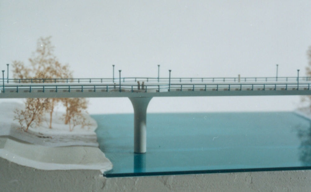 Wettbewerb Straßenbrücke in Grünwald. Visualisierung seitliche Ansicht